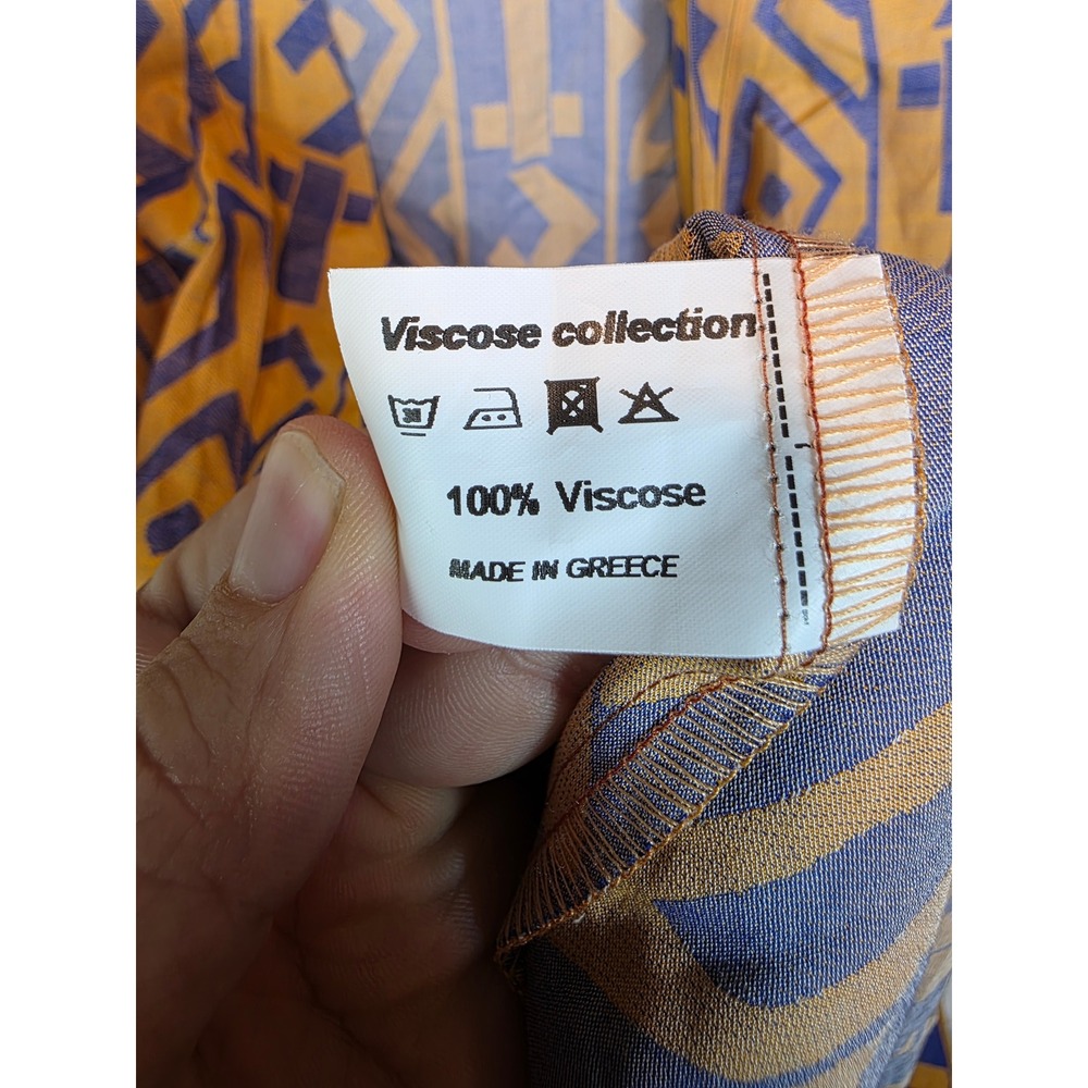 Grand Greece Anthropologie Kimono Cardigan Yellow blue Geometric Viscose Top - Picture 4 of 6